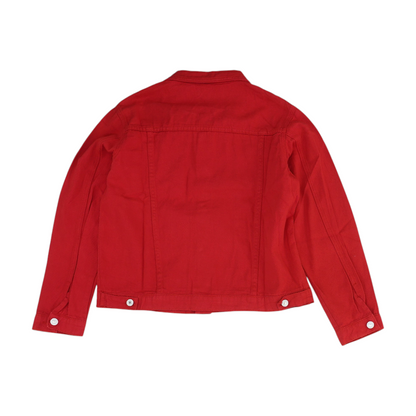 Red Solid Denim Jacket