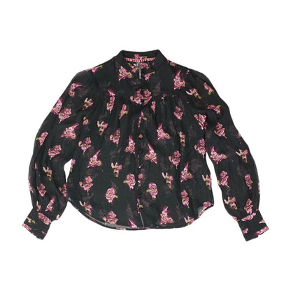 Black Floral Long Sleeve Blouse