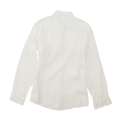 White Solid Long Sleeve Button Down