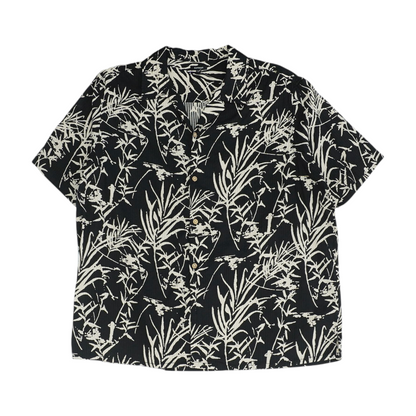 Black Abstract Short Sleeve Button Down