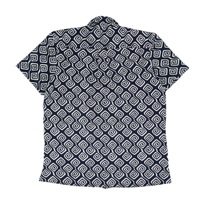 Navy Abstract Short Sleeve Button Down