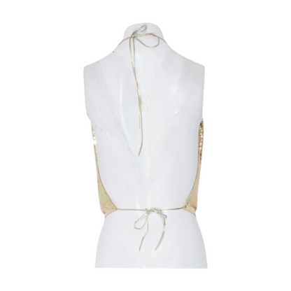 Vintage 1970's-1980's Gold Mesh Halter Top