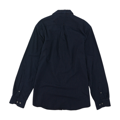 Navy Striped Long Sleeve Button Down