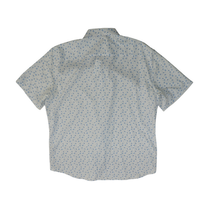 White Floral Short Sleeve Button Down