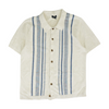 Beige Striped Short Sleeve Button Down