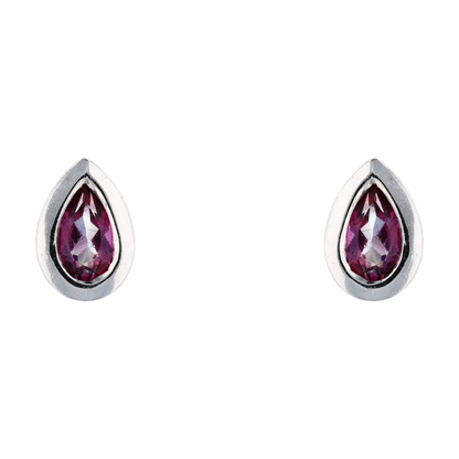 10K White Gold Pink Topaz Stud Earrings