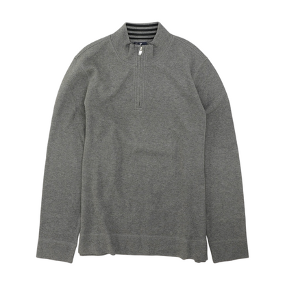 Gray Solid 1/4 Zip Sweater