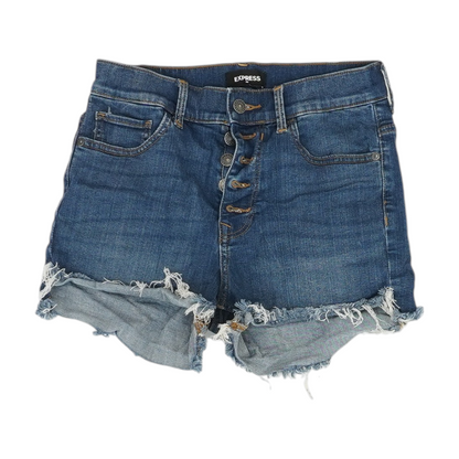 Blue Solid Denim Shorts