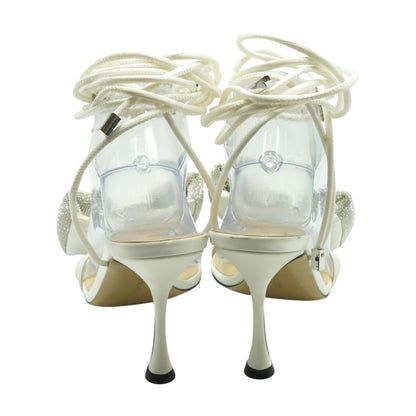 Nicole 95 Puffed Bow Satin Ankle-Tie Sandals