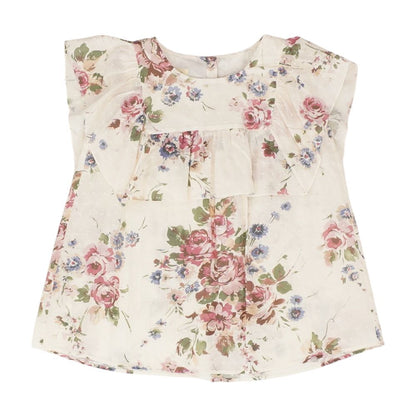 Pink Floral Short Sleeve Blouse
