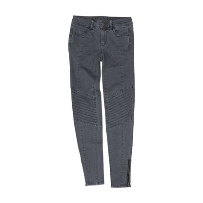 Gray Solid Mid Rise Skinny Leg Jeans