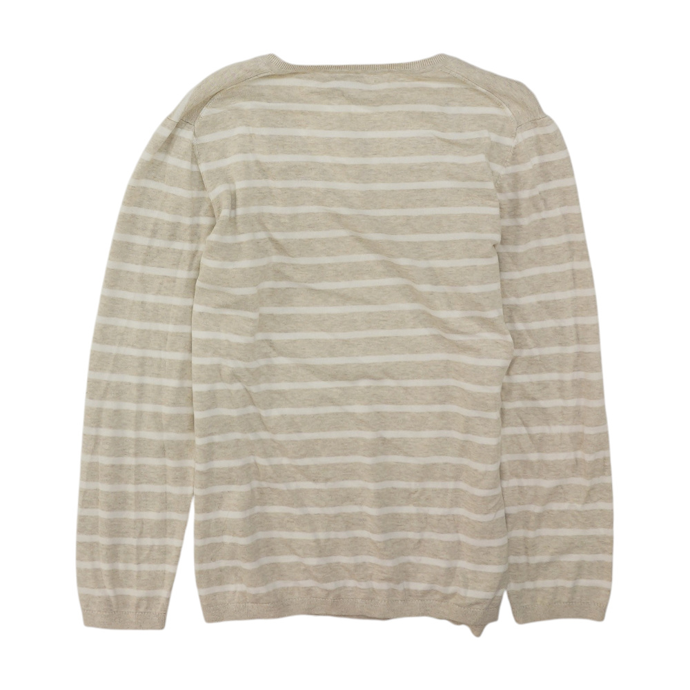 Beige Striped Pullover Sweater