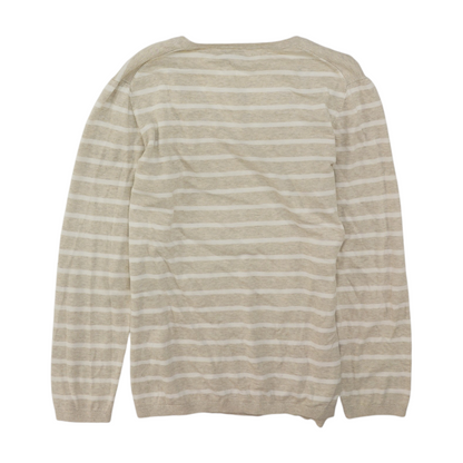 Beige Striped Pullover Sweater