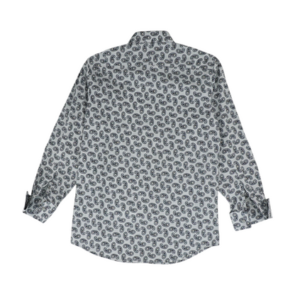 Gray Paisley Long Sleeve Button Down