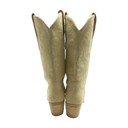 Rancher Knee High Western Boots in Beige