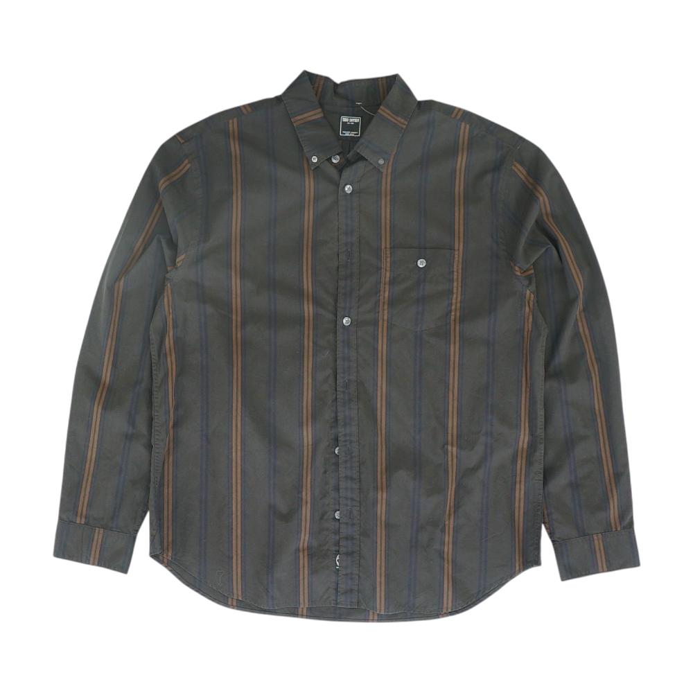 Brown Striped Long Sleeve Button Down