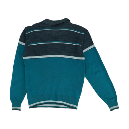 Vintage Gray Color Block Pullover Sweater