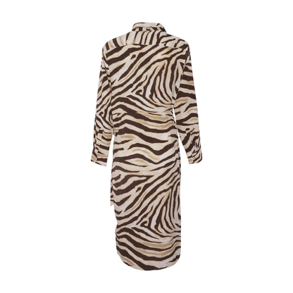 Beige Animal Print Midi Dress