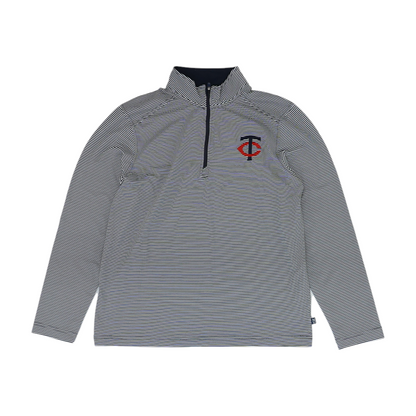Navy Minnesota Twins Striped 1/4 Zip Pullover