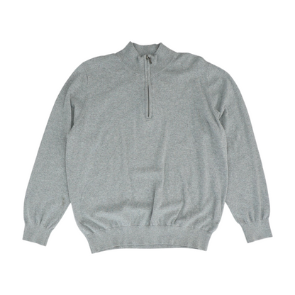 Gray Solid 1/4 Zip Sweater