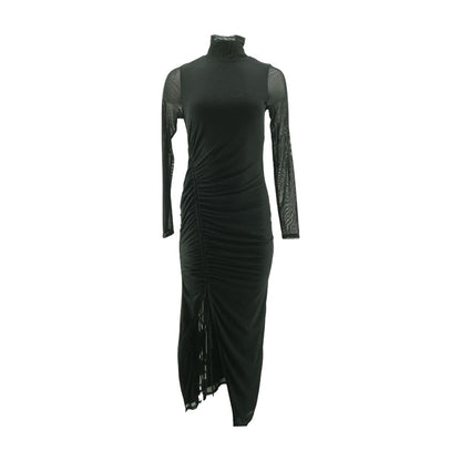 Black Solid Midi Dress