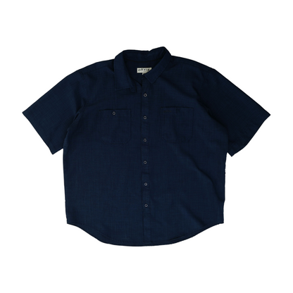 Navy Solid Short Sleeve Button Down
