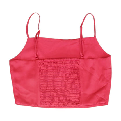 Pink Solid Sleeveless Blouse