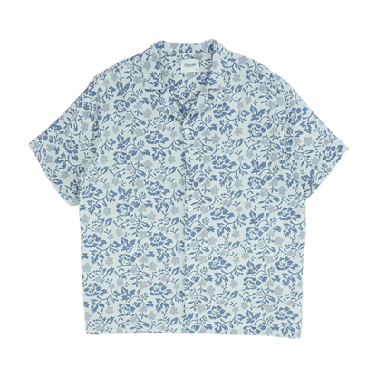 Gray Floral Short Sleeve Button Down