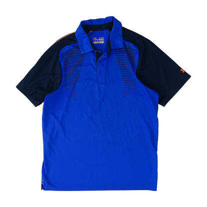 Blue Color Block Short Sleeve Polo