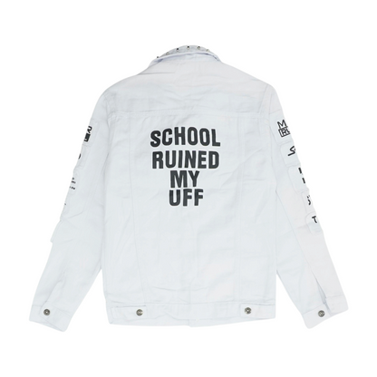 White Solid Denim Jacket