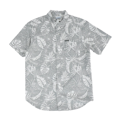 Gray Tropical Short Sleeve Button Down