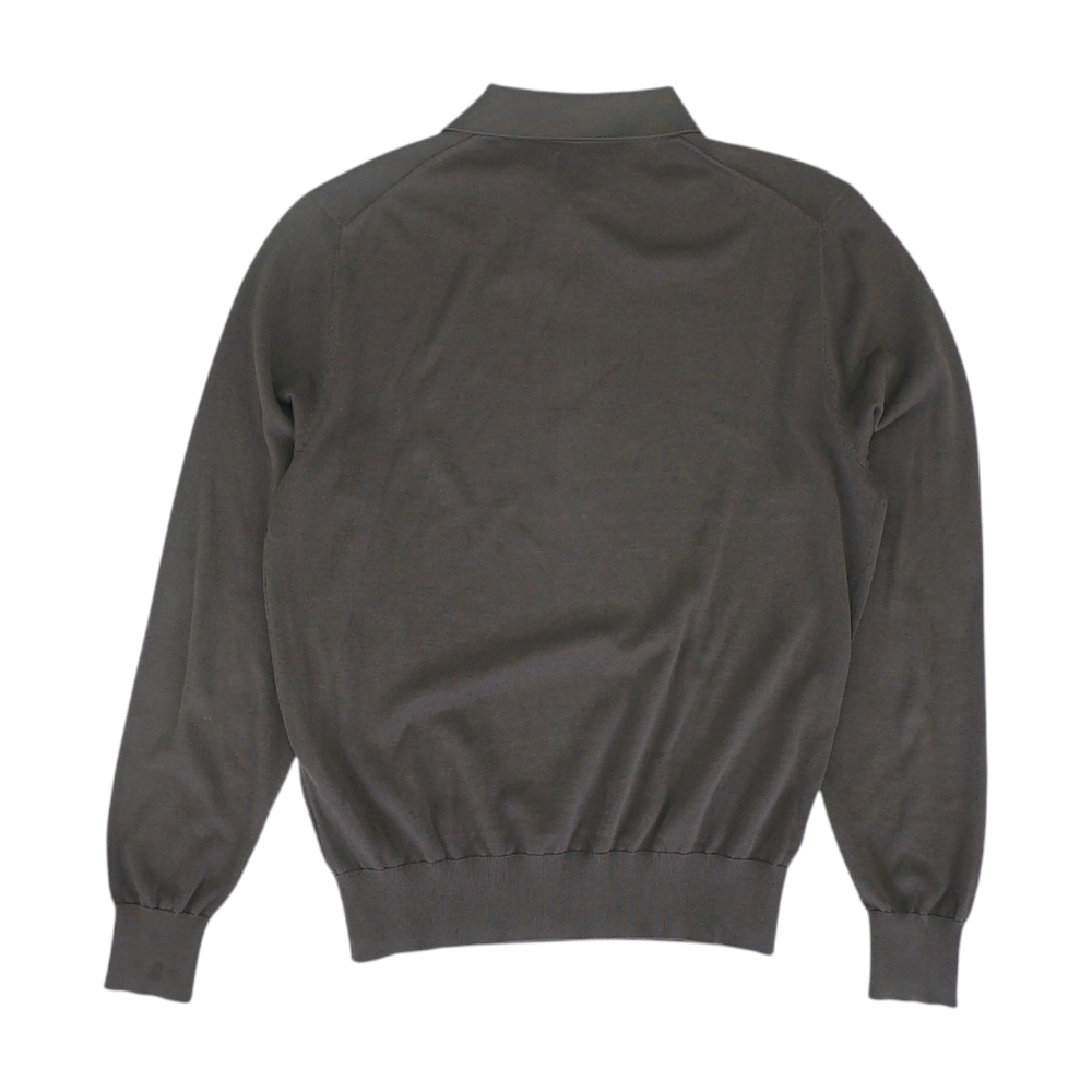 Brown Solid Long Sleeve Polo