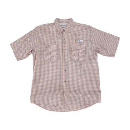 Peach Check Short Sleeve Button Down