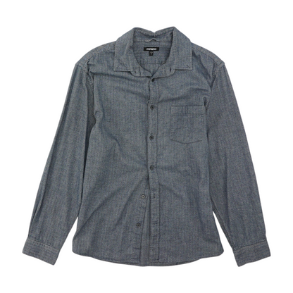 Blue Solid Flannel Button Down