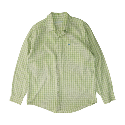 Green Plaid Long Sleeve Button Down