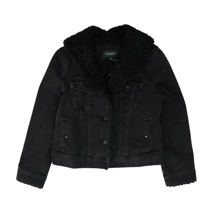 Black Solid Denim Jacket