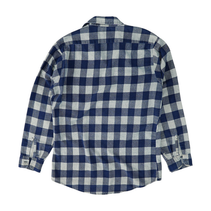Navy Tall Check Flannel Button Down
