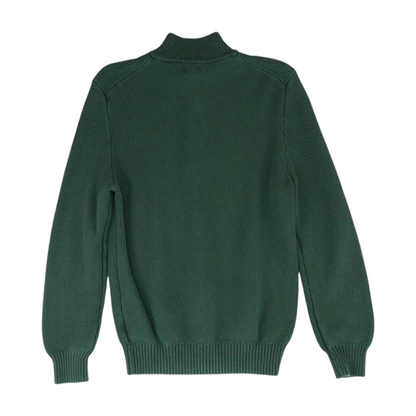 Green Solid 1/4 Zip Sweater