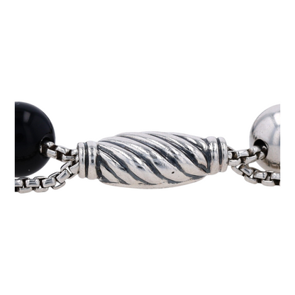 Sterling Silver Hematite Beaded Bracelet
