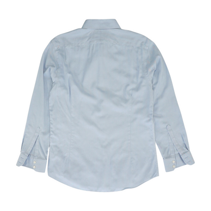 Blue Herringbone Long Sleeve Button Down