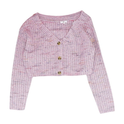 Pink Solid Cropped Sweater