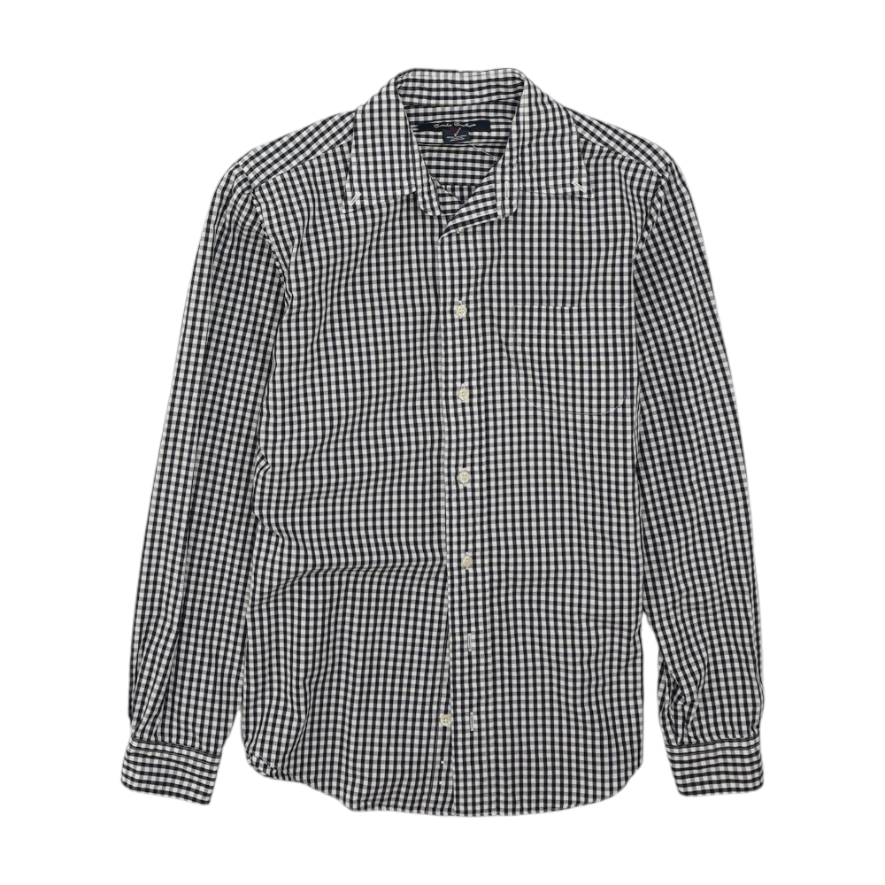 Navy Check Long Sleeve Button Down