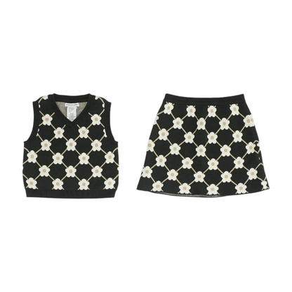 Black Floral Sleeveless Set