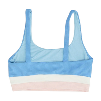 Blue Color Block Swim Top