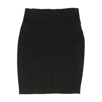 Black Solid Midi Skirt