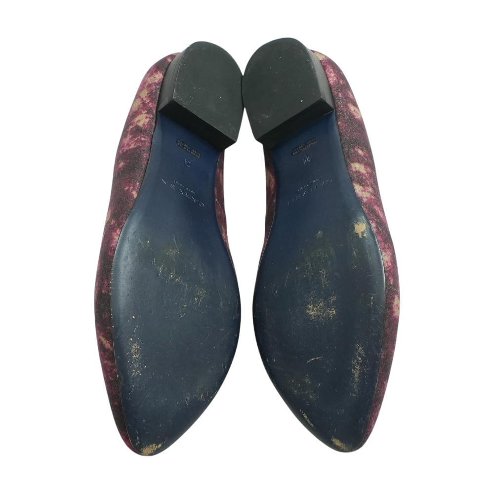 Purple Rond Point Loafers in Patterned Velvet