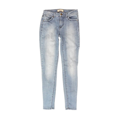 Blue Solid Mid Rise Skinny Leg Jeans