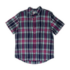 Navy Plaid Short Sleeve Button Down