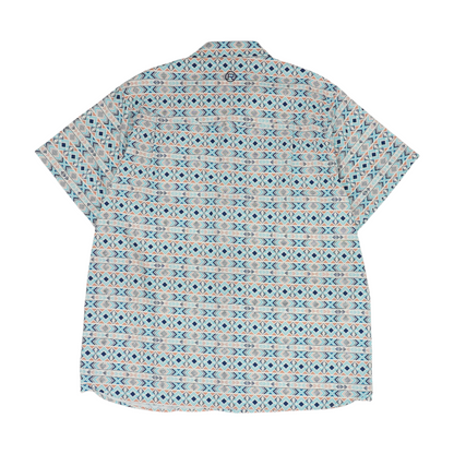 Blue Geometric Short Sleeve Button Down