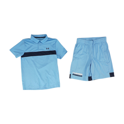 Blue Color Block Short Sleeve Set
